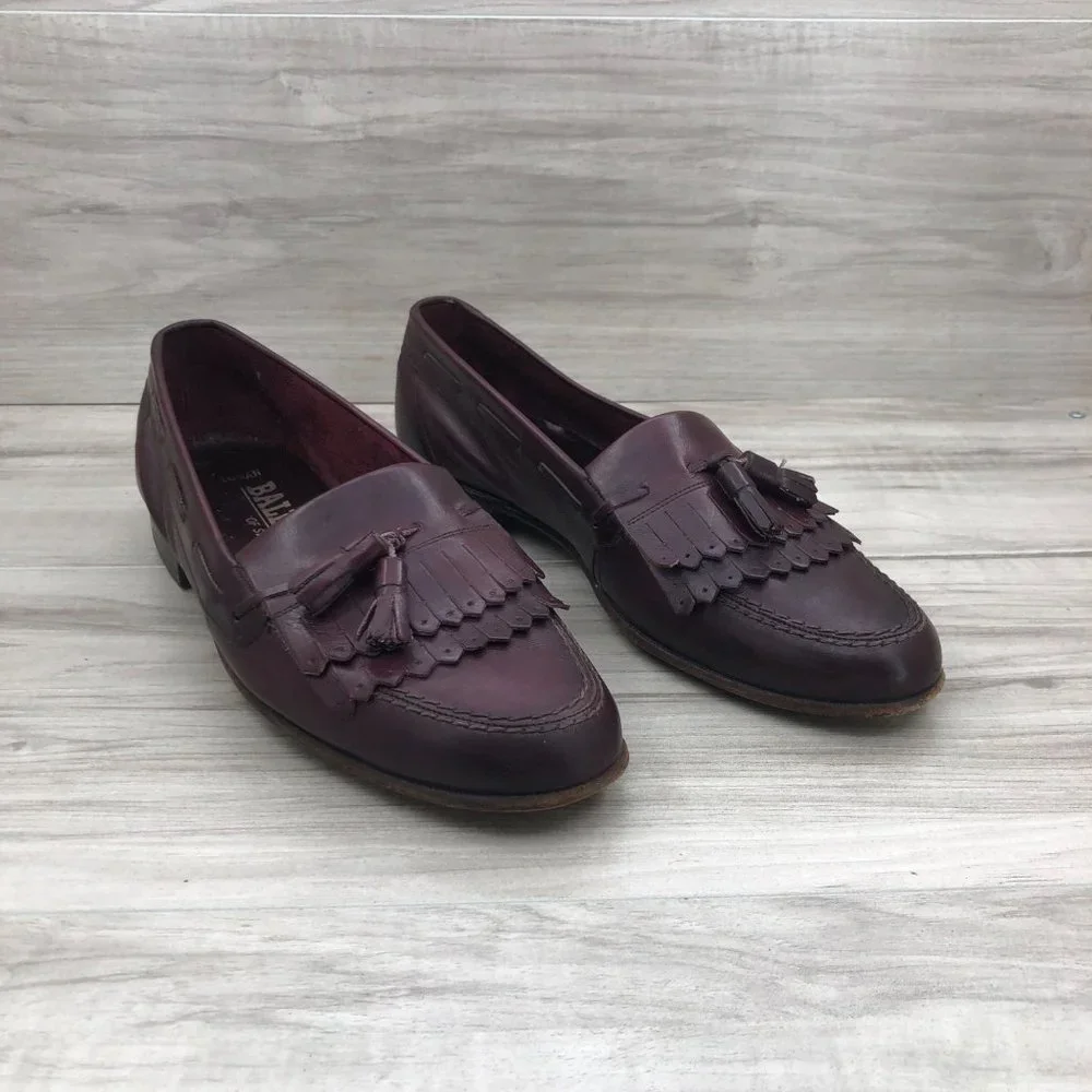 Bally Loafers Mens 8.5M Logan Burgundy Leather Slip On Tassel Shoes